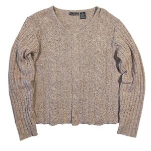 Vintage Red Paint Cable Knit Silk Lambswool Blend V Neck‎ Sweater Womens Size S